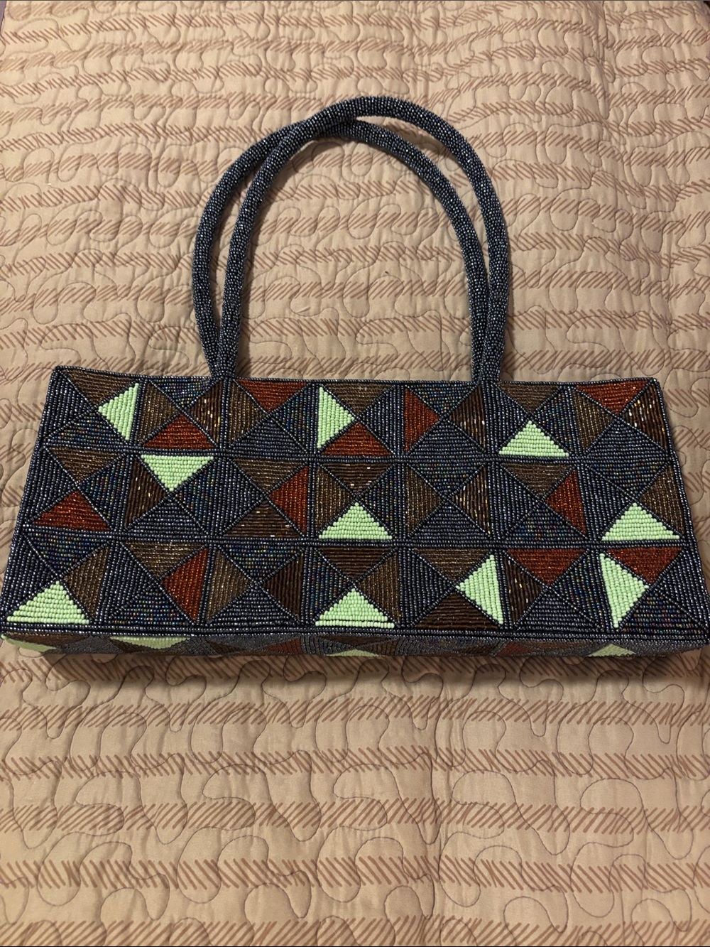 Torba Beaded Evening Party Bag | 90s Boho Geometric Structured Purse